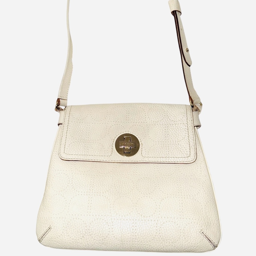 kate spade Cream Pebbled Leather Shoulder Bag with Gold Turnlock